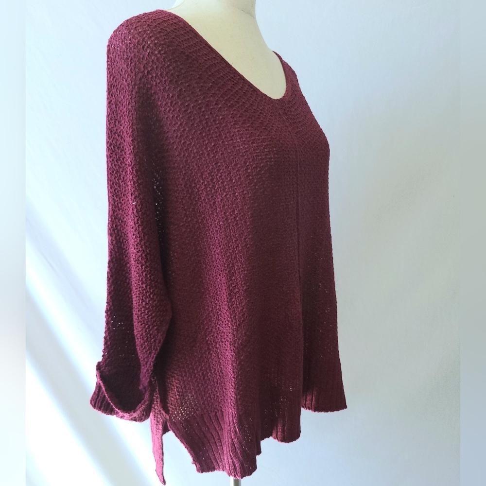Crew Neck Knit Sweater-Cranberry